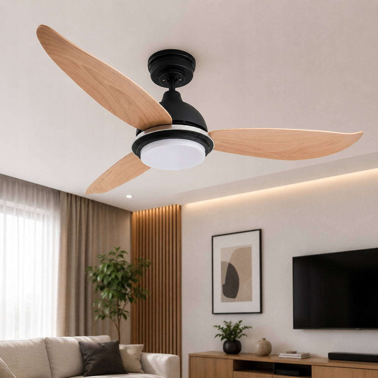 Wentylator Sufitowy Poves Bayu 122 cm Z Oświetleniem Pilot 27W A+