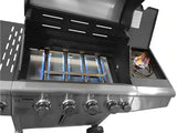Grill Gazowy Ogrodowy Nierdzewny Żeliwny Ruszt 4+1 17,4kW Z Szafą na Butle