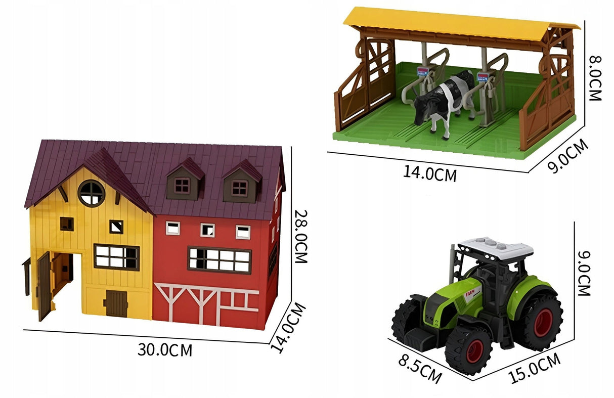 Domek Gospodarstwo Stodoła Traktor Zwierzęta Duża Farma Zestaw 2w1 Figurki