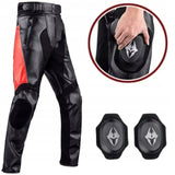 Motocyklowe Spodnie Skórzane Czarno-Czerwone Ochronne Stylowe Rozmiar 2XL