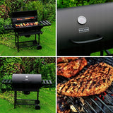 GRILL OGRODOWY WĘGLOWY Z POKRYWĄ I PÓŁKAMI VL09 CZARNY 76 x 40 cm