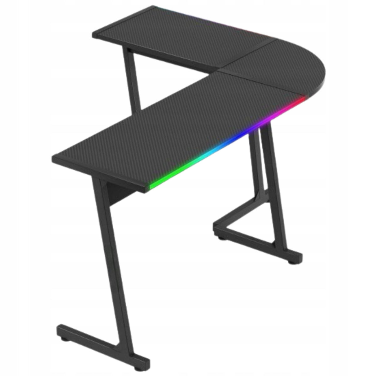 Biurko Gamingowe Młodzieżowe Narożne RGB LED Pilot Dwustronne L/P Czarne
