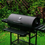 GRILL OGRODOWY WĘGLOWY Z POKRYWĄ I PÓŁKAMI VL09 CZARNY 76 x 40 cm