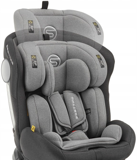 Fotelik Samochodowy Black-Grey 40-150cm 0-36 KG POVES Podstawka dla Dziecka