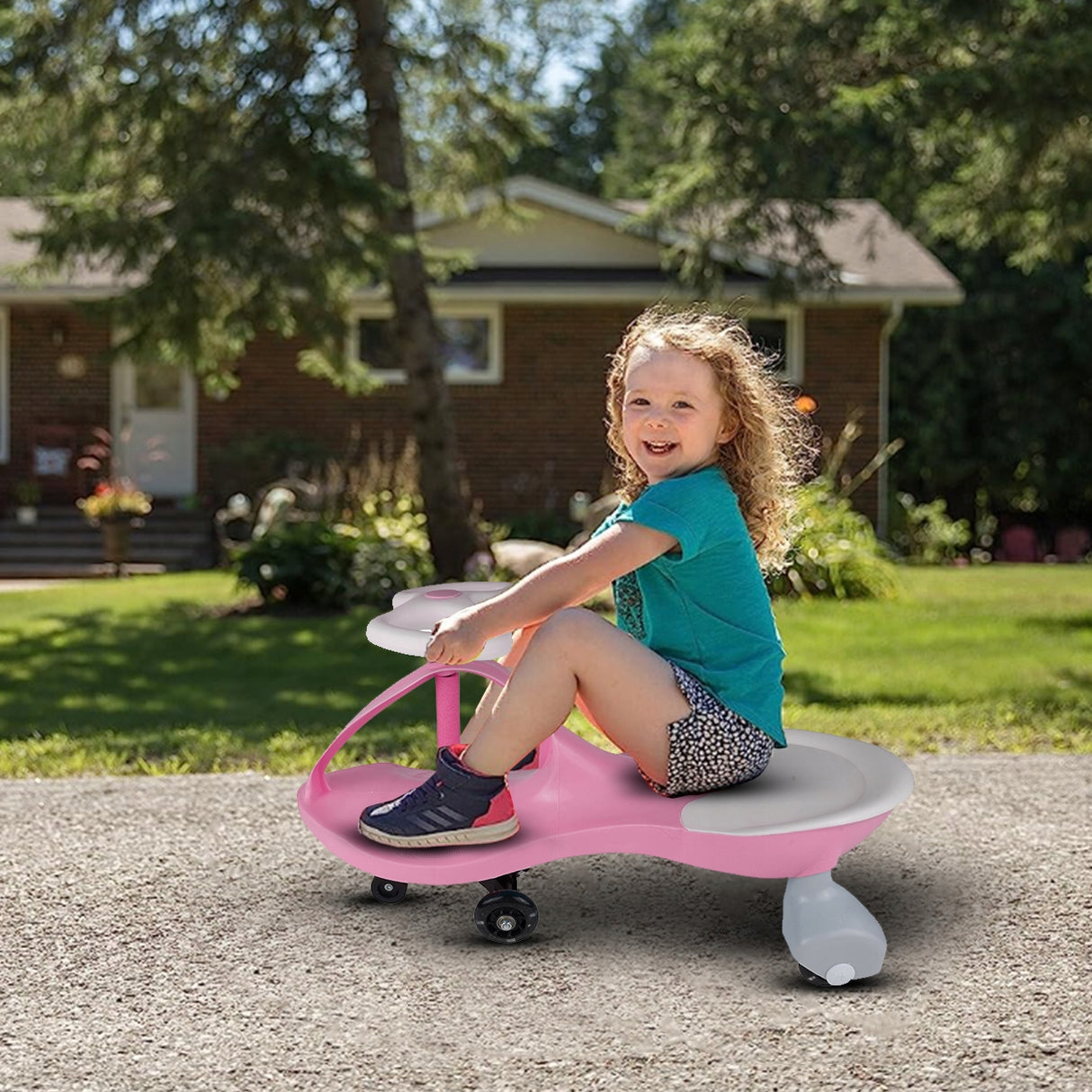 Jeździk Dla Dzieci Świecące Kółka 12M+ Różowo-Biały Stabilny Do 50 Kg