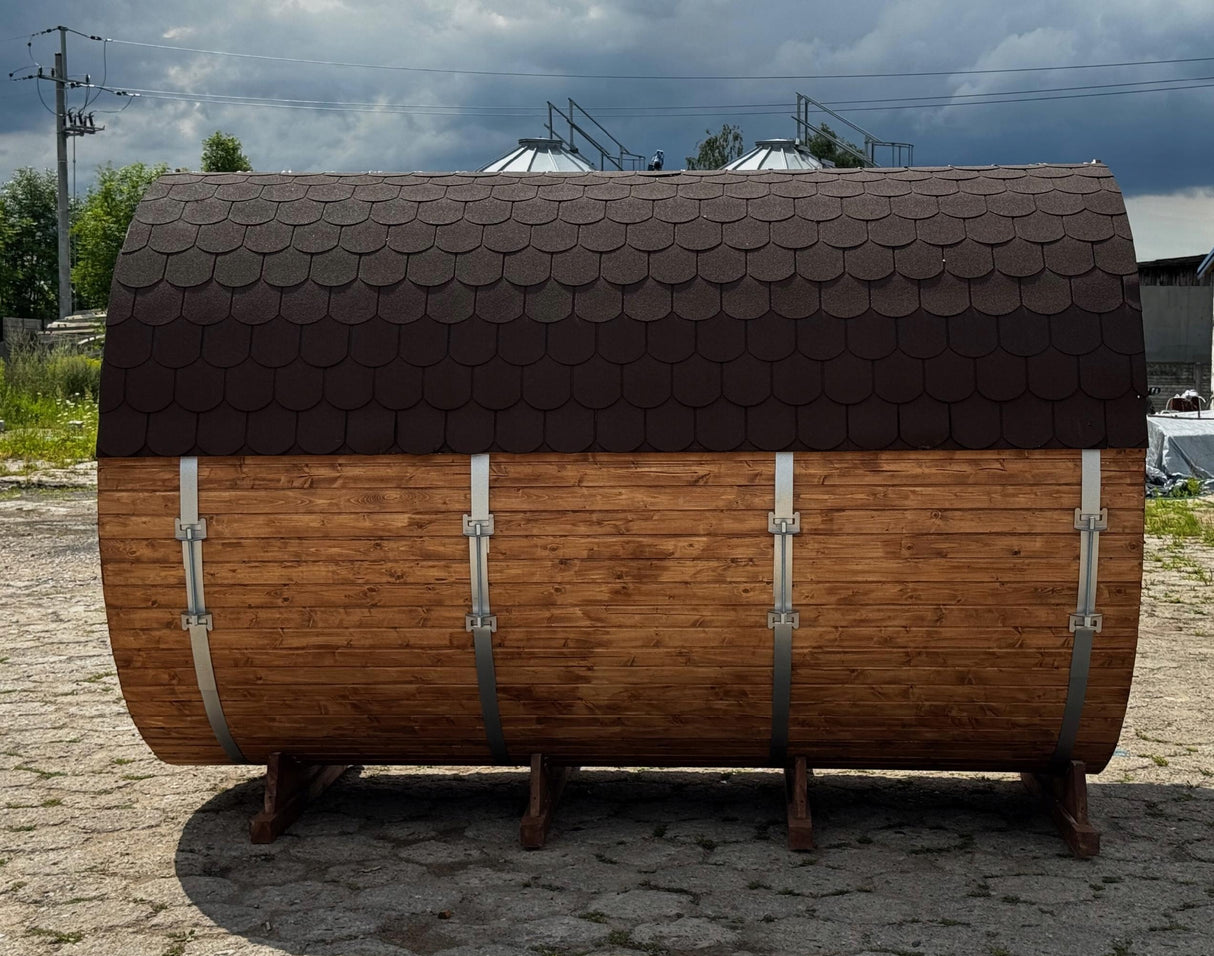 Sauna Ogrodowa Zestaw z Piecem na Drewno Beczka 340 cm Szwedzkie Drewno