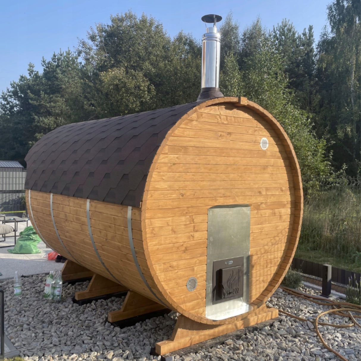 Sauna Ogrodowa Zestaw z Piecem HARVIA PC90i Balia 120 cm Beczka 340 cm