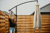 Parasol Ogrodowy Z Wysięgnikiem Składany Regulacja Wysokości 350Cm Beżowy