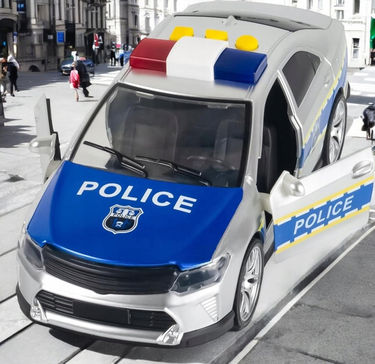 Duże Autko Radiowóz Policyjny Policja Gumowe Koła z Dźwiękiem i Efektami
