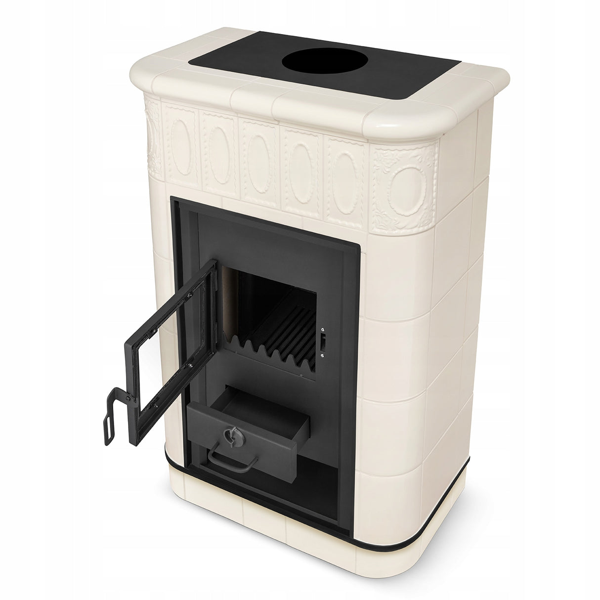 Piec Kominek Kaflowy Piecyk Koza Ceramiczny Stalowy Obudowa z Kafli 9 kW