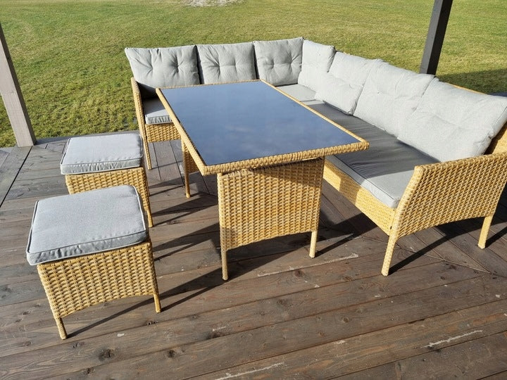 Zestaw Mebli Ogrodowych technorattan Garden beżowy 5 el. Komplet POVES