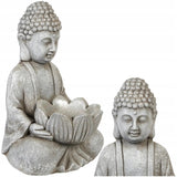 Figurka Ogrodowa Dekoracyjna do Ogrodu Wnętrza Ozdobna Siedzący Budda Szary