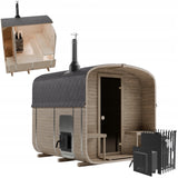 Sauna Ogrodowa z Piecem na Drewno Zestaw Ławki Drewno Świerkowe 240 cm 2QL