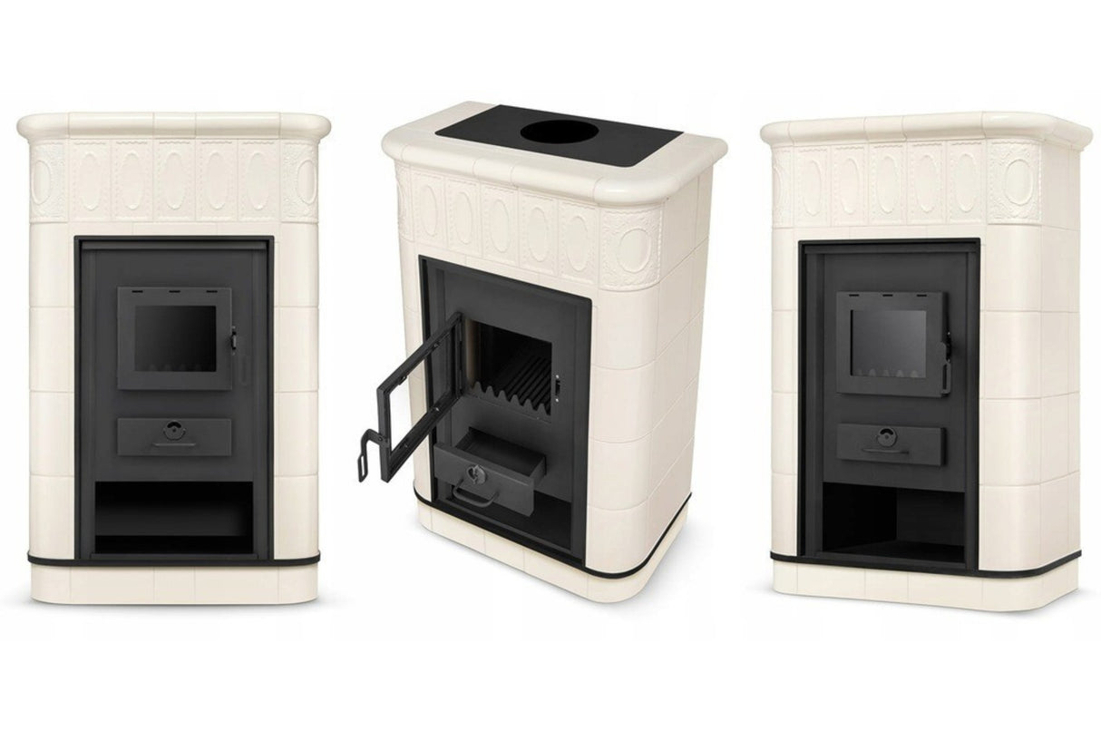 Piec Kominek Kaflowy Piecyk Koza Ceramiczny Stalowy Obudowa z Kafli 9 kW