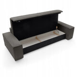 Sofa Rozkładana z Pojemnikiem na Pościel Sztruksowa Ciemnoszara 257x102cm