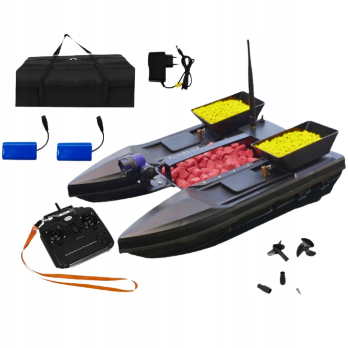 Łódka Zanętowa Czarna 52*36*23 Cm 2 Akumulatory 7.4 V 5200 MAH Plus GRATIS