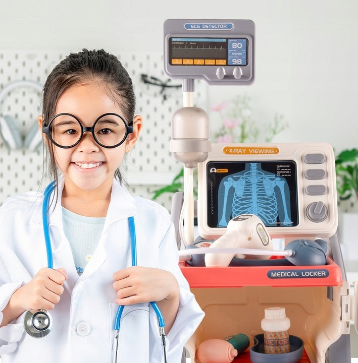 Zestaw Lekarski Akcesoria na Wózku Mały Lekarski EKG Akcesoria Duży Doktor