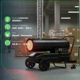 Nagrzewnica Olejowa Termostat LCD Komin Piec Odprowadzanie Spalin 30 KW Moc