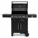 Grill Gazowy Ogrodowy z Kuchenką Boczną Żeliwny + Pokrowiec 17 kW Czarny