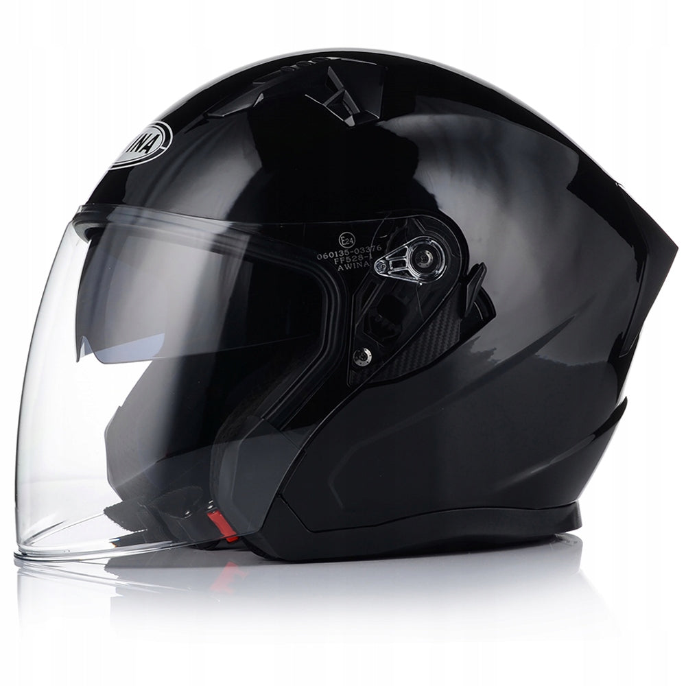 Kask Motocyklowy Otwarty Ochronny Chopper Skuter Czarny Połysk Rozmiar L