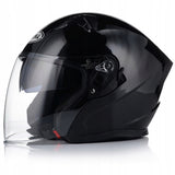 Kask Motocyklowy Otwarty Ochronny Chopper Skuter Czarny Połysk Rozmiar L