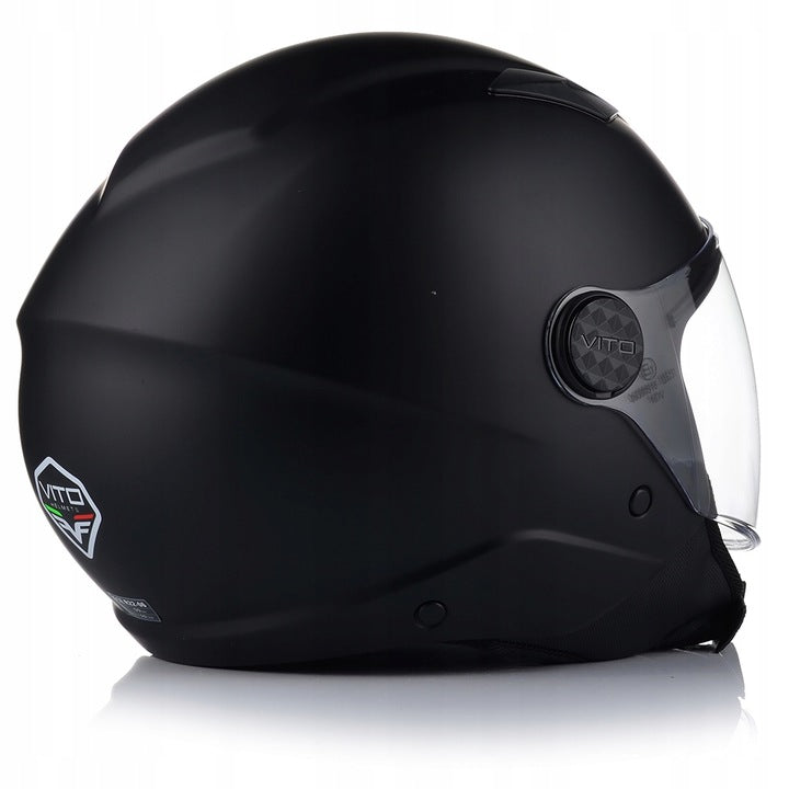 Kask Motocyklowy Otwarty CHOPPER Otwierany VITO UNO Czarny Mat M