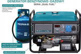 Agregat Prądotwórczy DUAL FUEL 6500W Gaz Benzyna Jednofazowy 230V