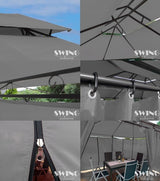 Pawilon Ogrodowy Namiot Altana Oświetlenie Led Antracyt 6 ścianek 4x3x2,5m