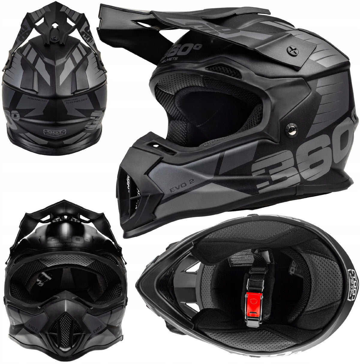 Kask Cross Enduro S EU Homologacja Lekki MTB Quad Rower Czarny Szary