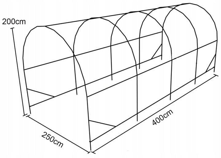 Tunel Foliowy [10 m²] 4x2,5m [STELAŻ ZAMIENNY]