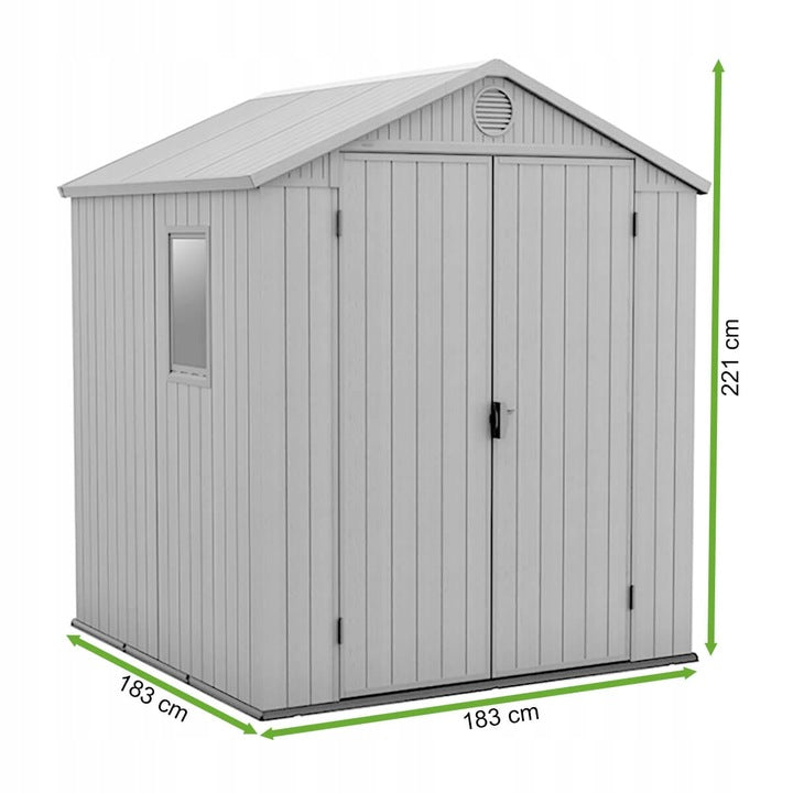 Domek Narzędziowy Wodoodporny Solidny Prosty Montaż 6x6 182x190cm Szary