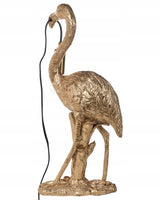 Lampa Złota Stołowa Flaming Złoty Elegancka Lampka Nocna w Kształt Flaminga