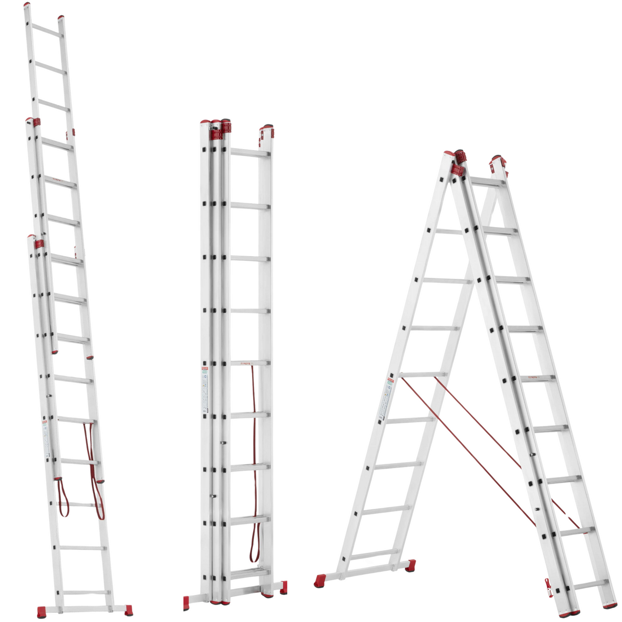 Drabina aluminiowa 3x9 WIELOFUNKCYJNA na schody Pro 5,69m 150kg + GRATIS