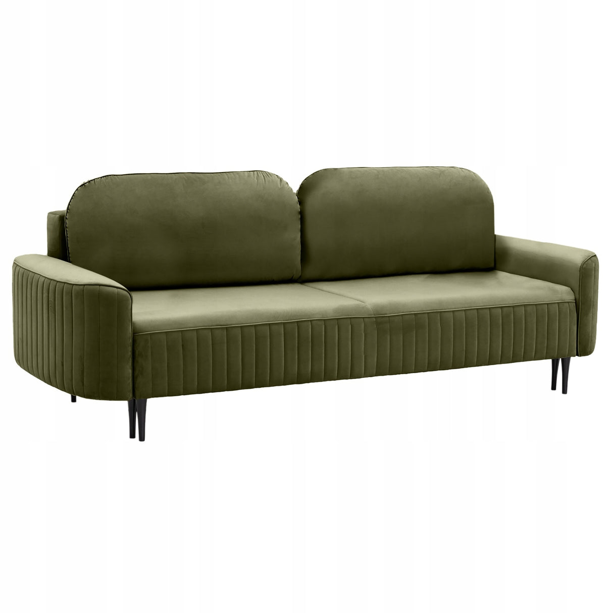 Sofa Rozkładana z Pojemnikiem na Pościel Welurowa Zielona 244x102 cm