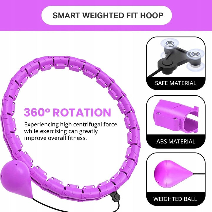 Hula Hoop Z Obciążeniem Fitness Składane 24 Elementy Fioletowe Regulowane
