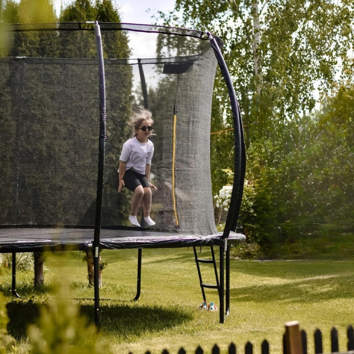 Trampolina Ogrodowa z Drabinką i Siatką Wewnętrzną Domowa Ogroowa 366 cm