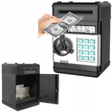 Skarbonka Sejf Bankomat Dla Dzieci z PIN LED Dźwięk Alarm Banknoty Efektami