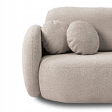 Sofa Rozkładana z Pojemnikiem na Pościel Obły Kształt Boucle Beżowa 238x101