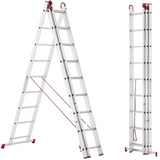 Drabina aluminiowa 3x9 WIELOFUNKCYJNA na schody Pro 5,69m 150kg + GRATIS