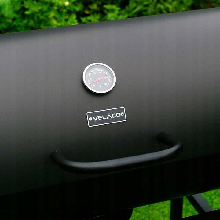 GRILL OGRODOWY WĘGLOWY Z POKRYWĄ I PÓŁKAMI VL09 CZARNY 76 x 40 cm