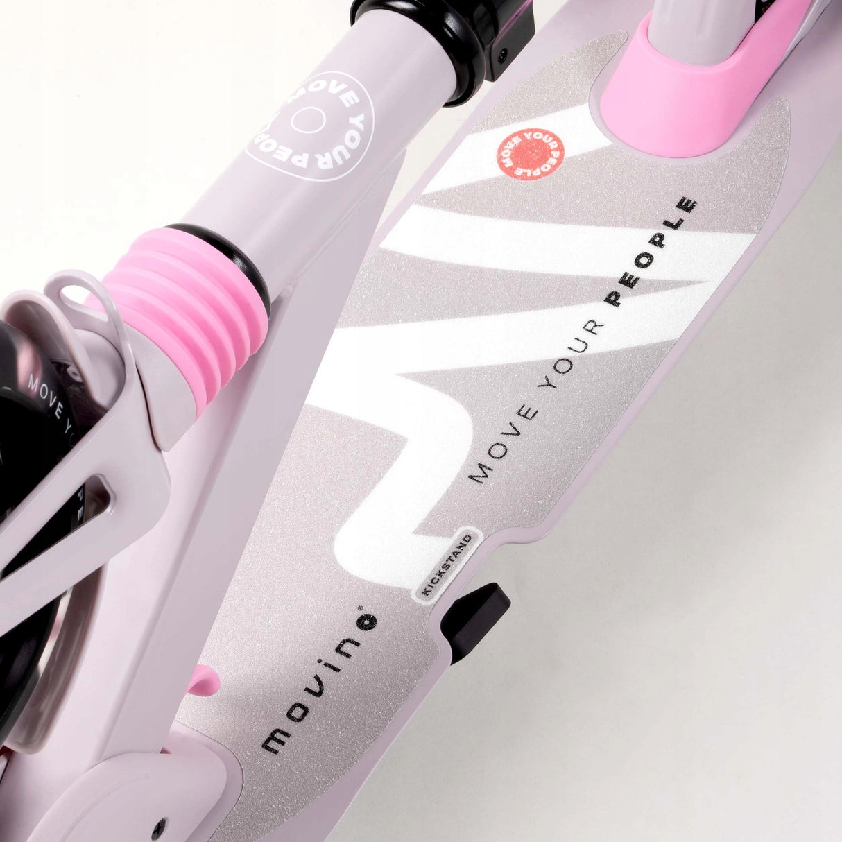 Hulajnoga Amortyzowana Składana Miejska Koła LED 180 mm Różowa ze Stopką