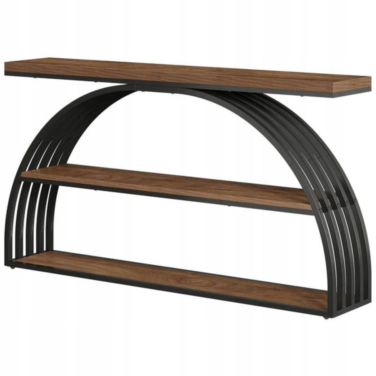 Stolik Konsolowy HOGA-QQ0005 29,4x152,4x81,4 cm Czarny Brązowy Płyta MDF