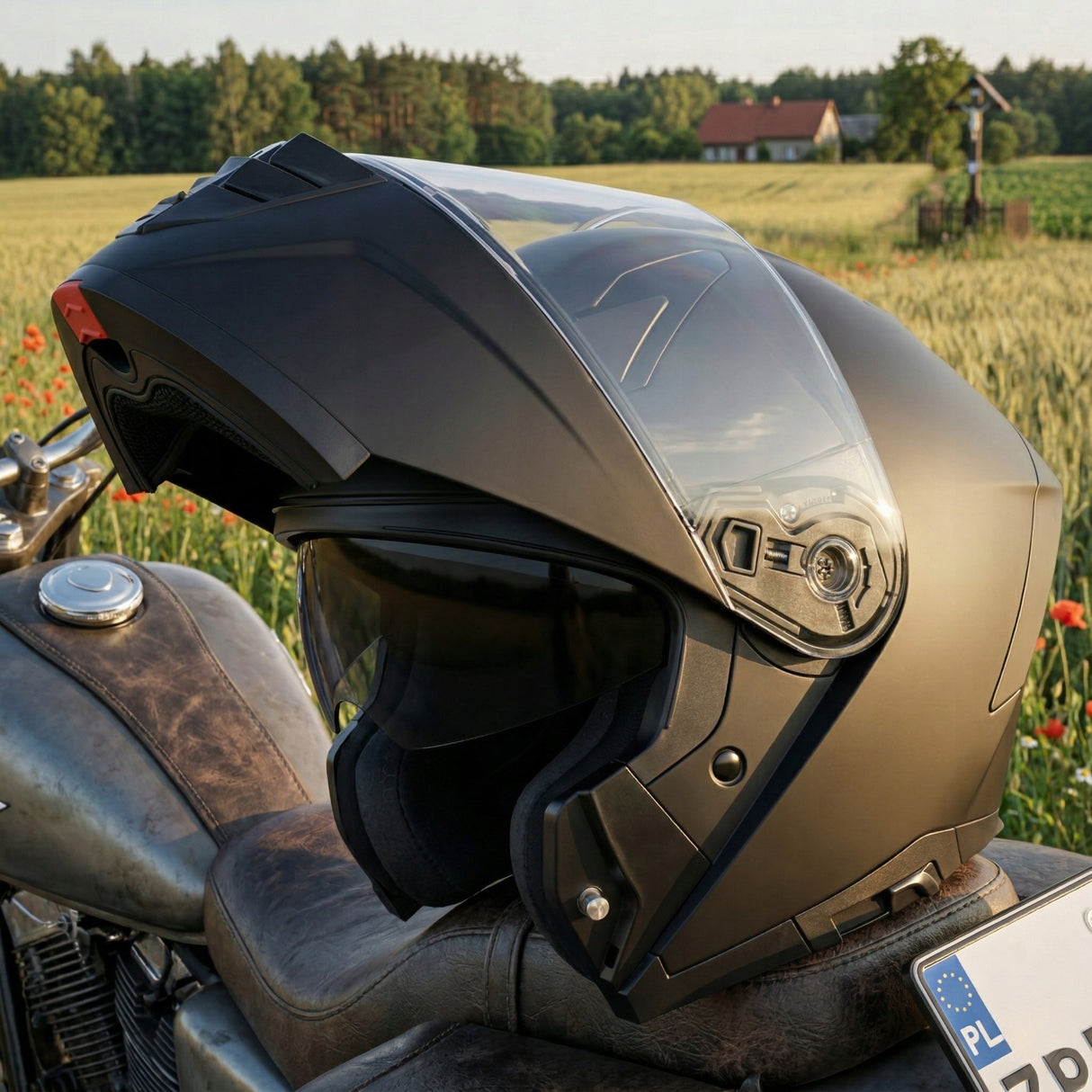 Kask Szczękowy Motocyklowy pod Interkom Blenda Czarny Mat 57-58cm Rozmiar M