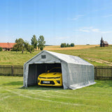 Namiot Garażowy na Motor Szary Materiał PVC Kompaktowy Wodoodporny 6x4m