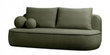 Sofa Zaokrąglony Kształt z Funkcją Spania Pojemnikiem Ciemnozielona 212x100