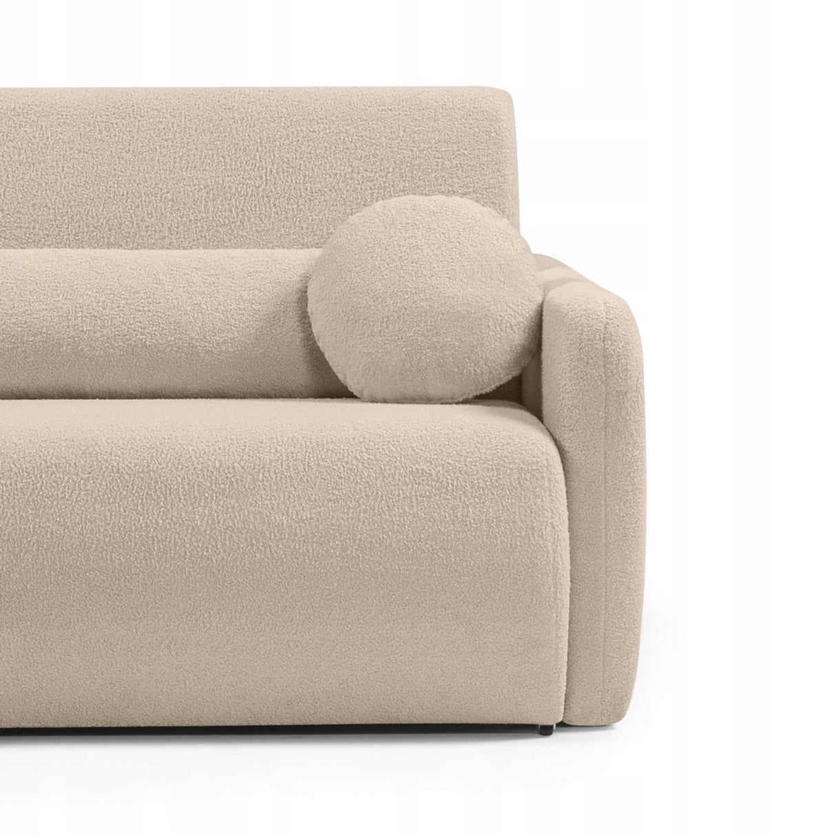 Sofa Salonowa z Funkcją Spania i Pojemnikiem na Pościel Jasnobeżowa Boucle