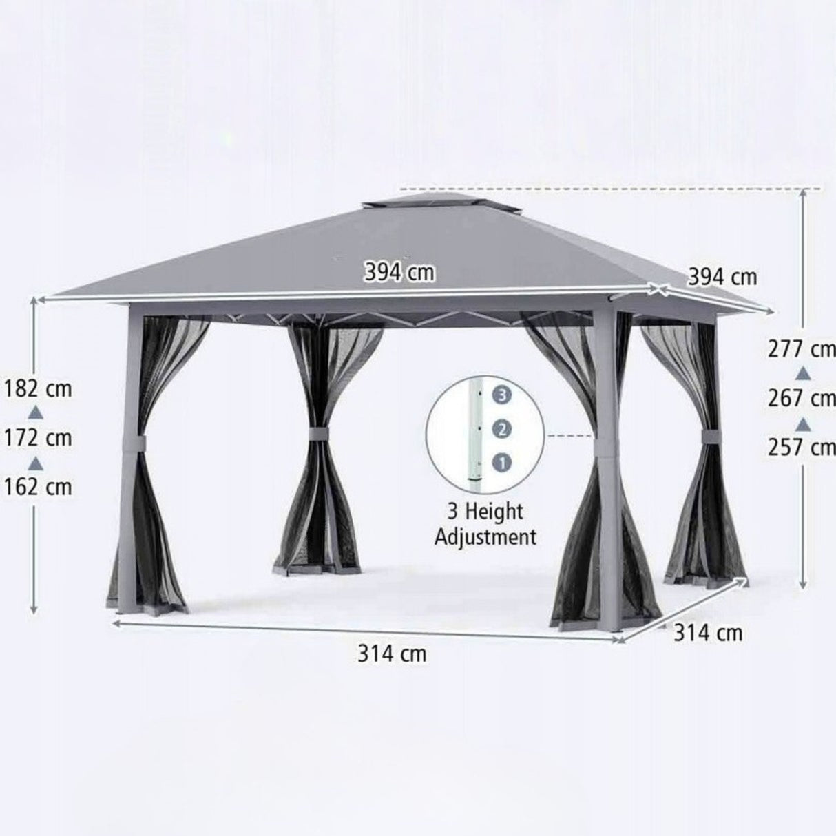 Pawilon Namiot Ogrodowy Pergola na Taras Antracytowy Szary 4x4m Wodoodporny