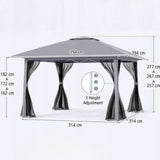 Pawilon Namiot Ogrodowy Pergola na Taras Antracytowy Szary 4x4m Wodoodporny