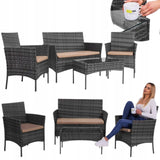 Meble Ogrodowe Zestaw Sofa Stolik Fotele Rattanowe Komplet Mebli Na 5 Osób
