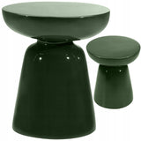 Stolik Boczny Tlenek Magnezu Wytrzymały Oliwkowo-Zielony Glossy 40 cm